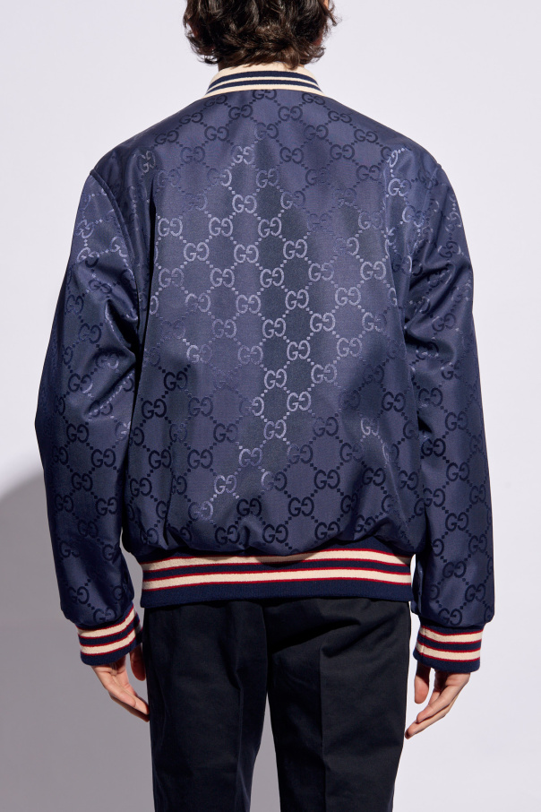 ジャケット・アウター GUCCI Reversible Nylon Bomber Jacket Reversible nylon canvas jacket in dark blue | GUCCI® US